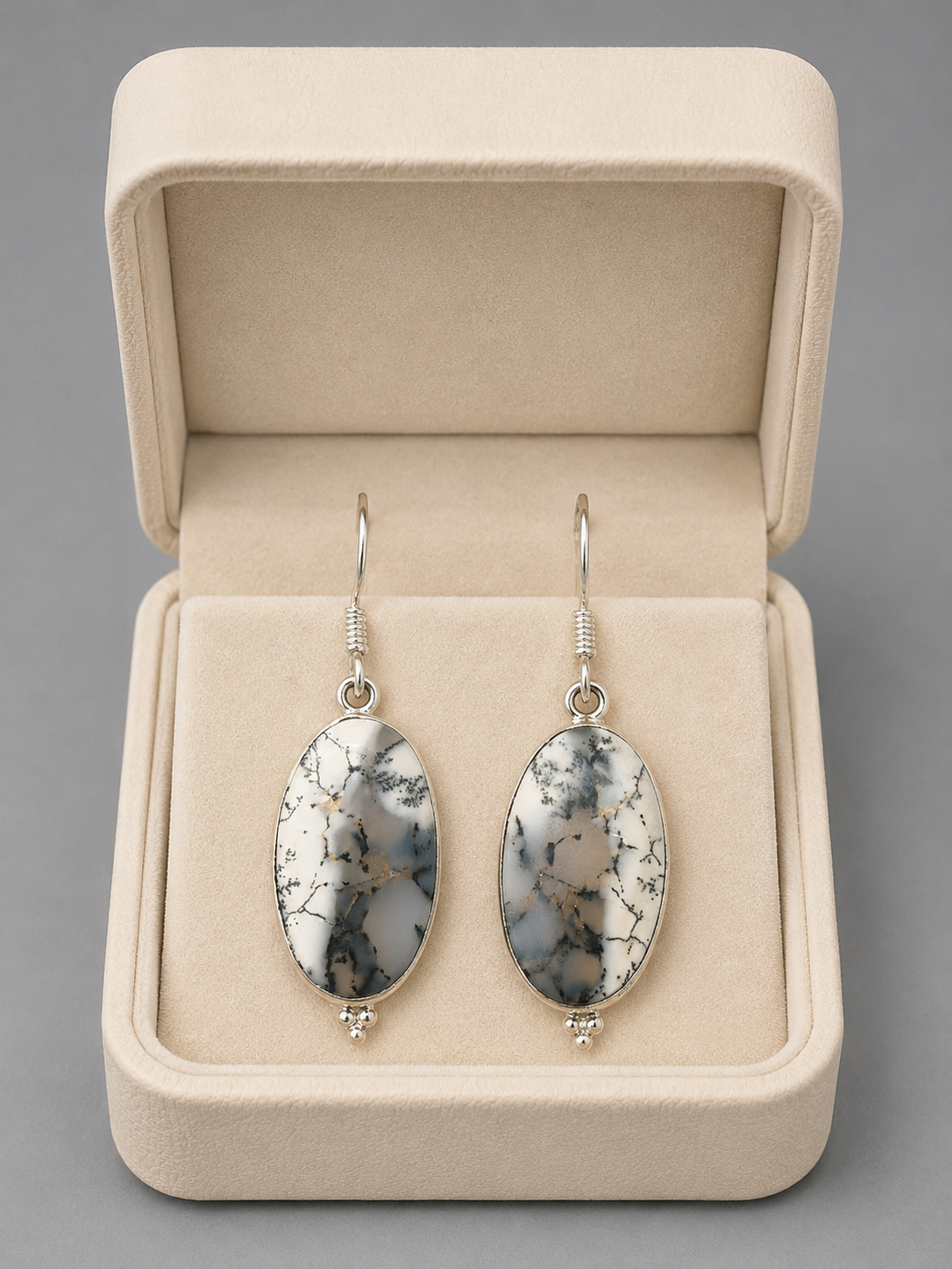 Pendientes de Merlinita Natural en Plata de Ley 925