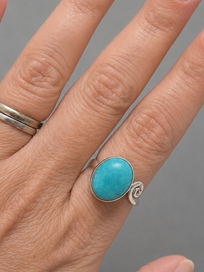 Anillo de Amazonita Natural en Plata de Ley 925