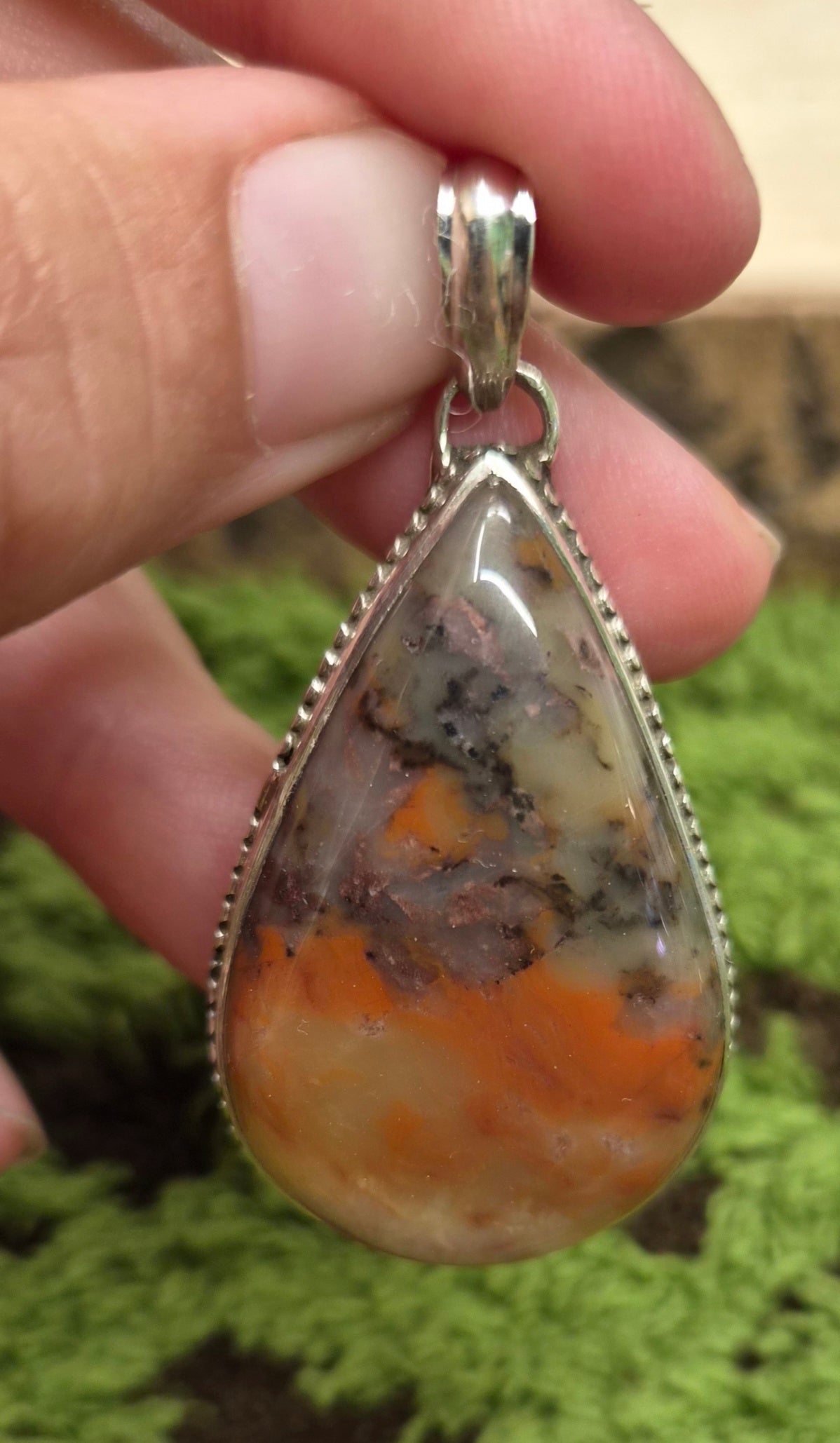 Colgante Ágata Pluma Fuego · Pasión y Fuerza Interior · Plata 925