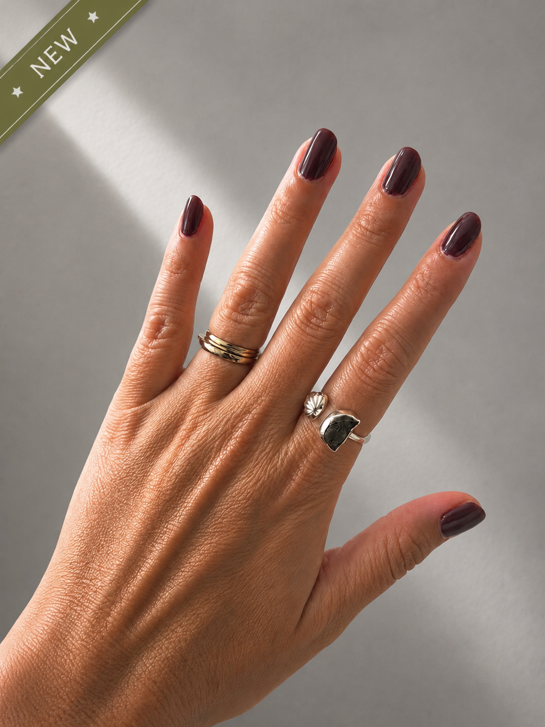 Anillo Adaptable de Moldavita en Plata de Ley 925