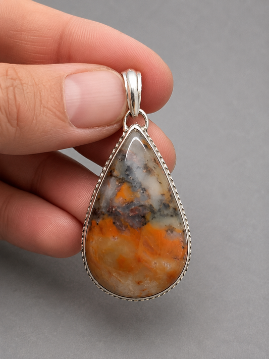 Colgante Ágata Pluma Fuego · Pasión y Fuerza Interior · Plata 925