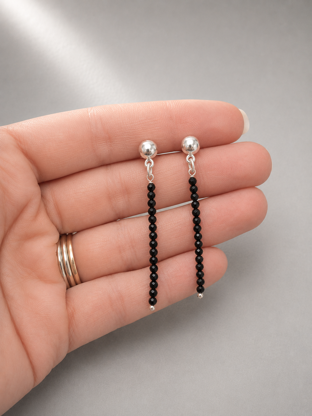 Pendientes de Turmalina Negra en Plata de Ley 925