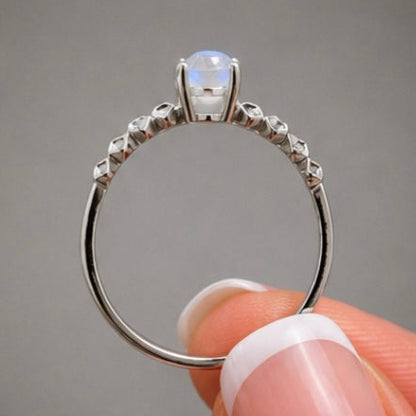 Anillo Piedra luna facetado plata de 925