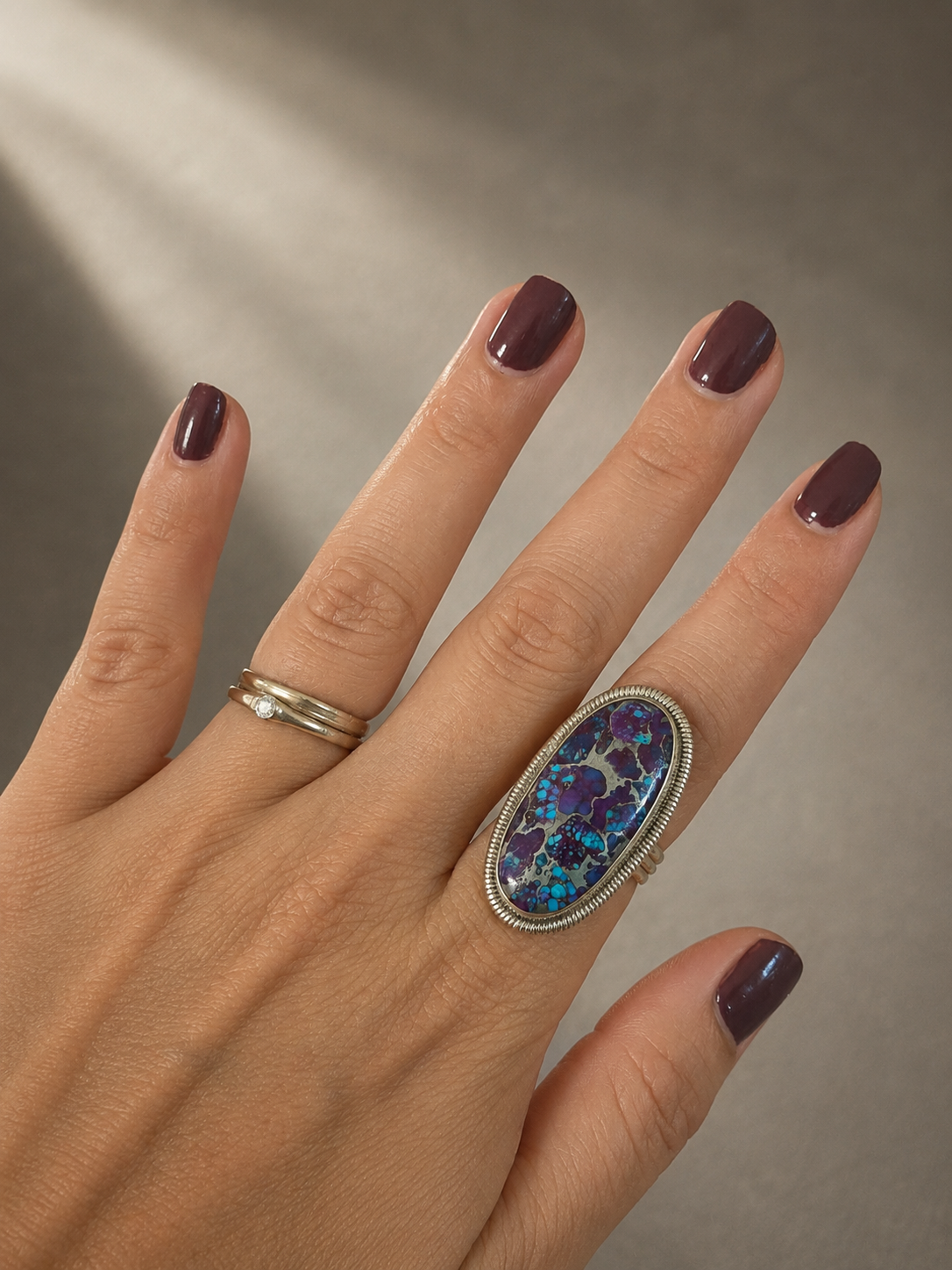 Anillo Turquesa con pirita lila