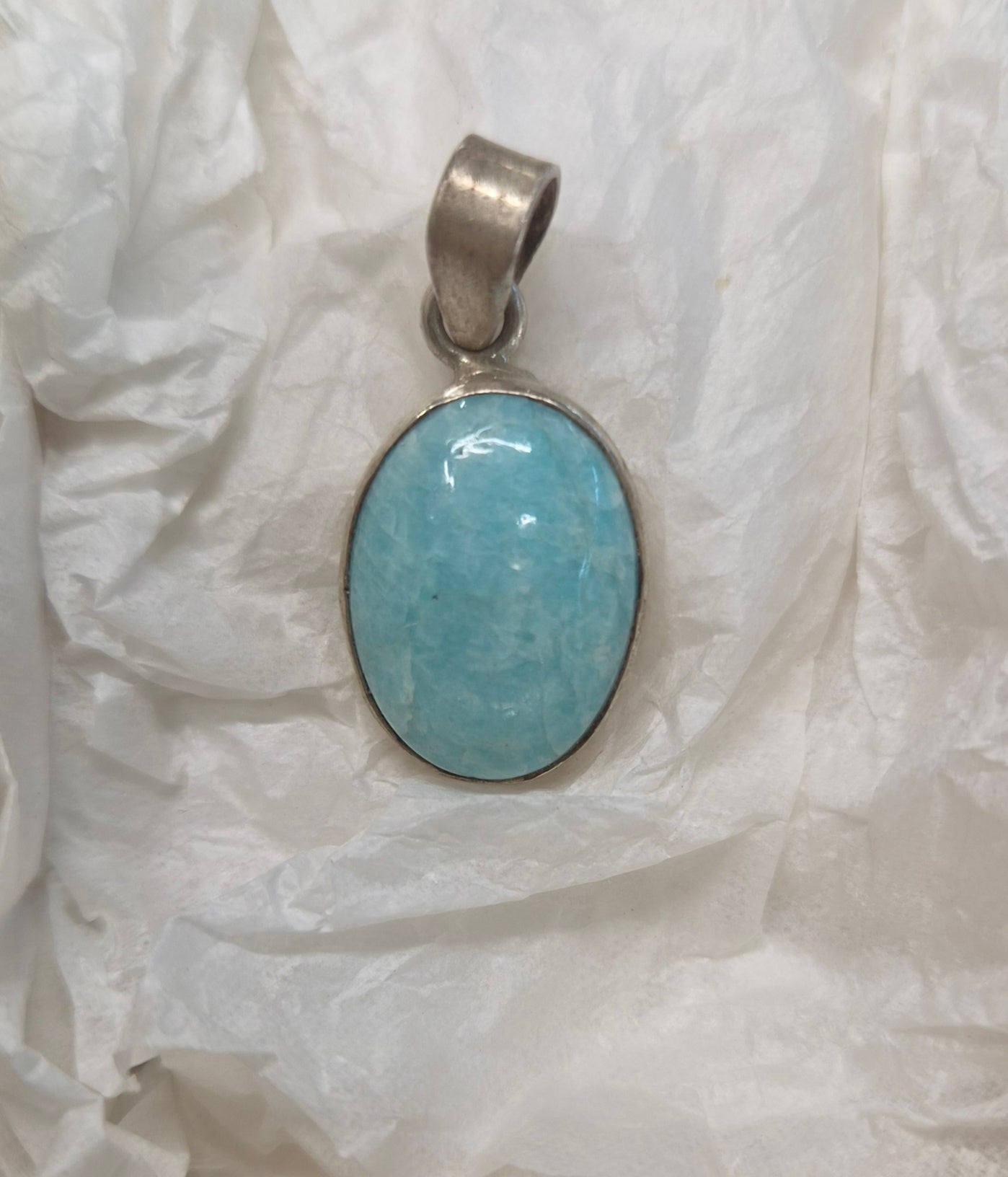 🩵Colgante Amazonita Oval en Plata 925 – Equilibrio, Calma y Bienestar Diario