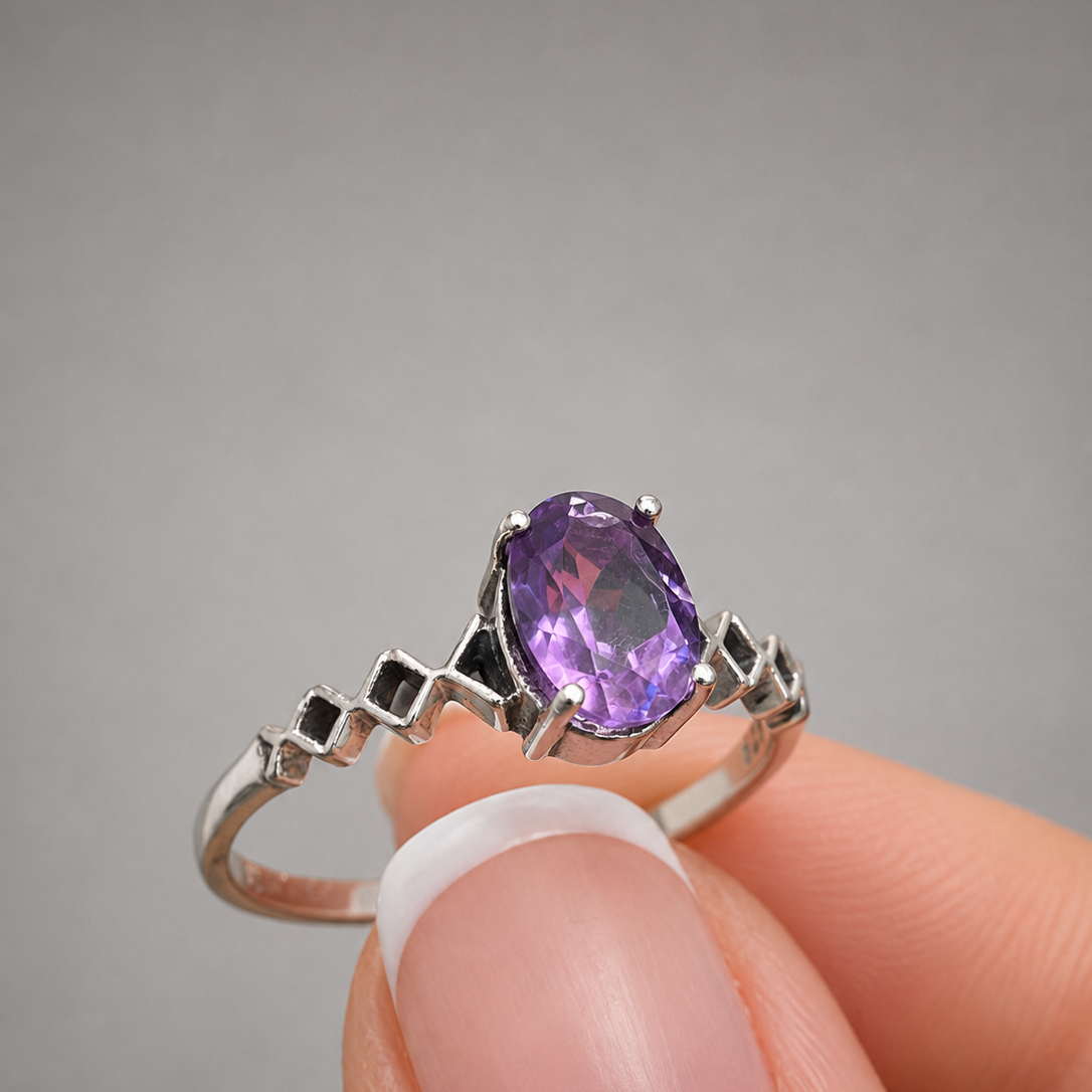 Anillo Amatista facetada Plata de 925