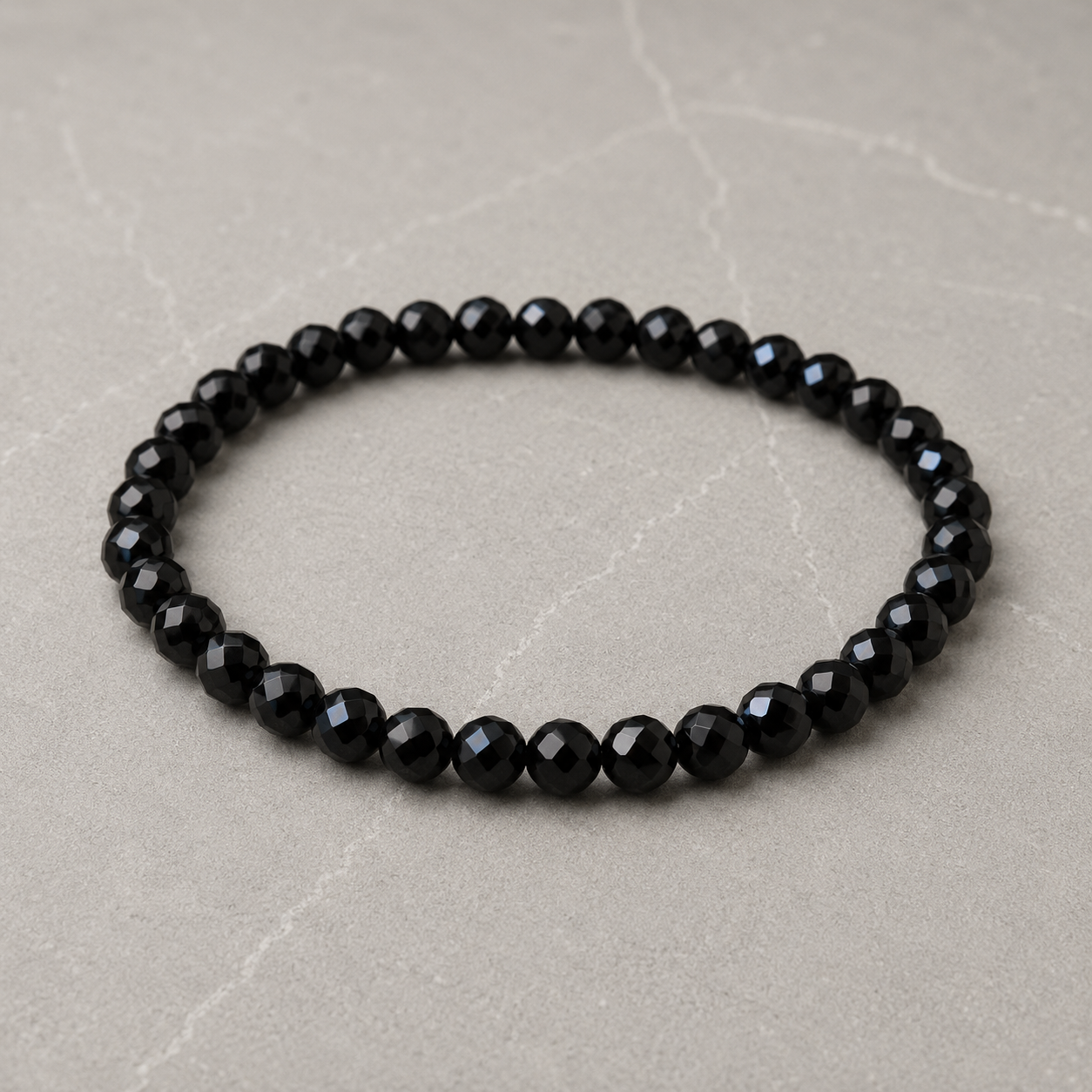 Turmalina Negra · Pulsera 4mm · Hilo doble Elástico