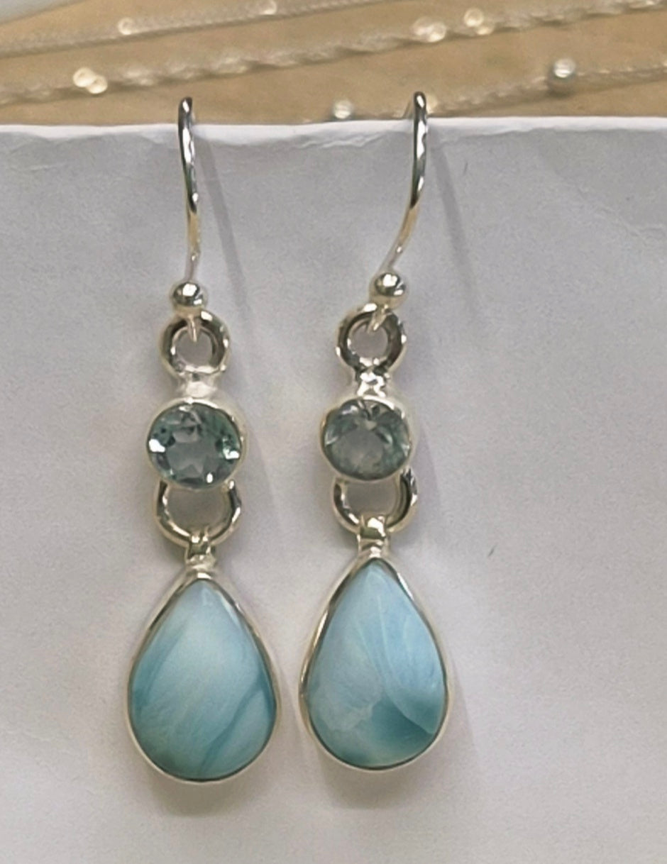 Pendientes Larimar y Topacio — Mar y luz