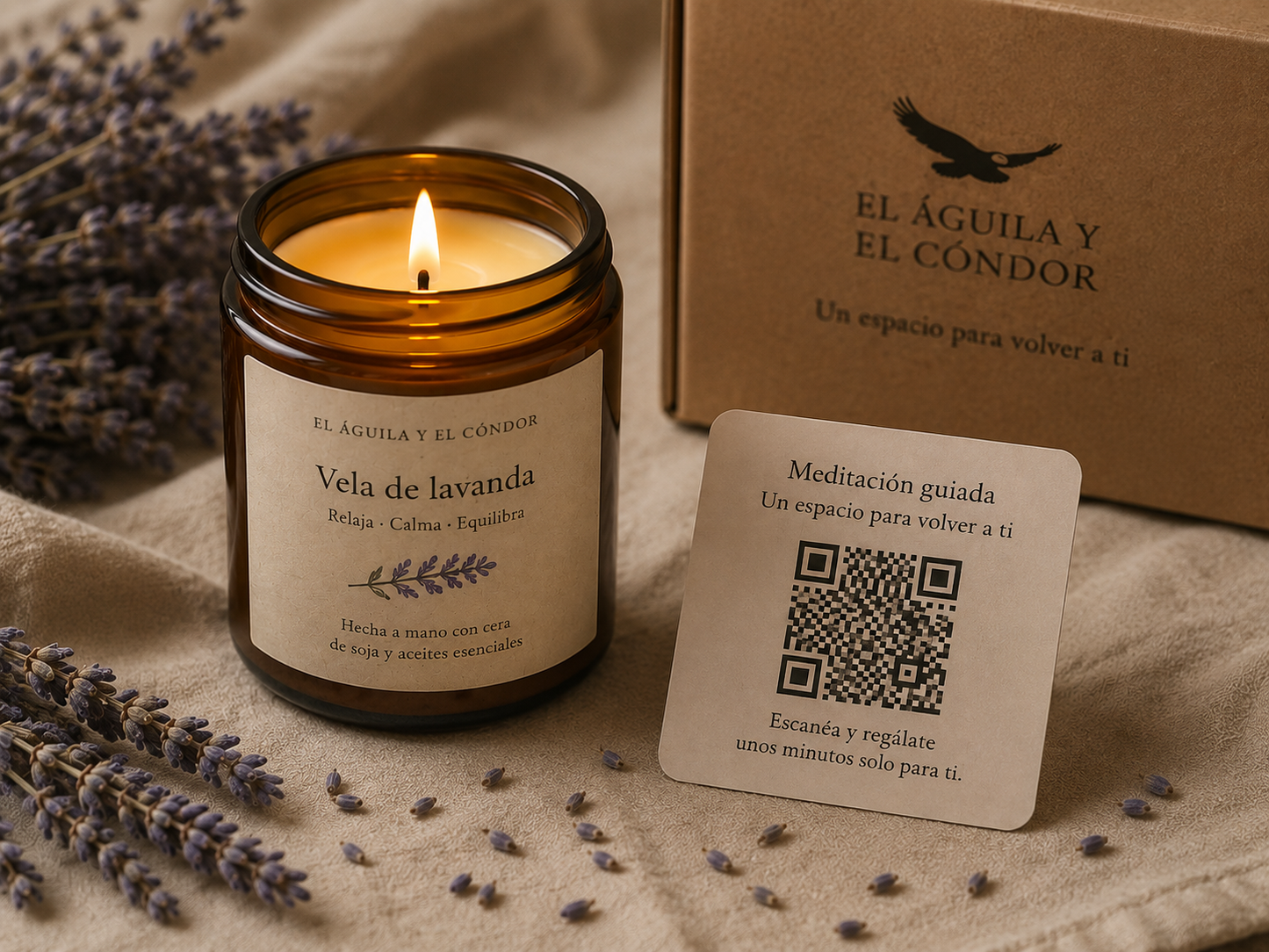 Vela de lavanda + QR volver a ti
