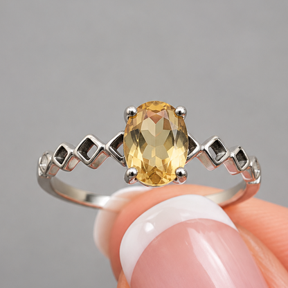 Anillo Citrino facetado plata de 925