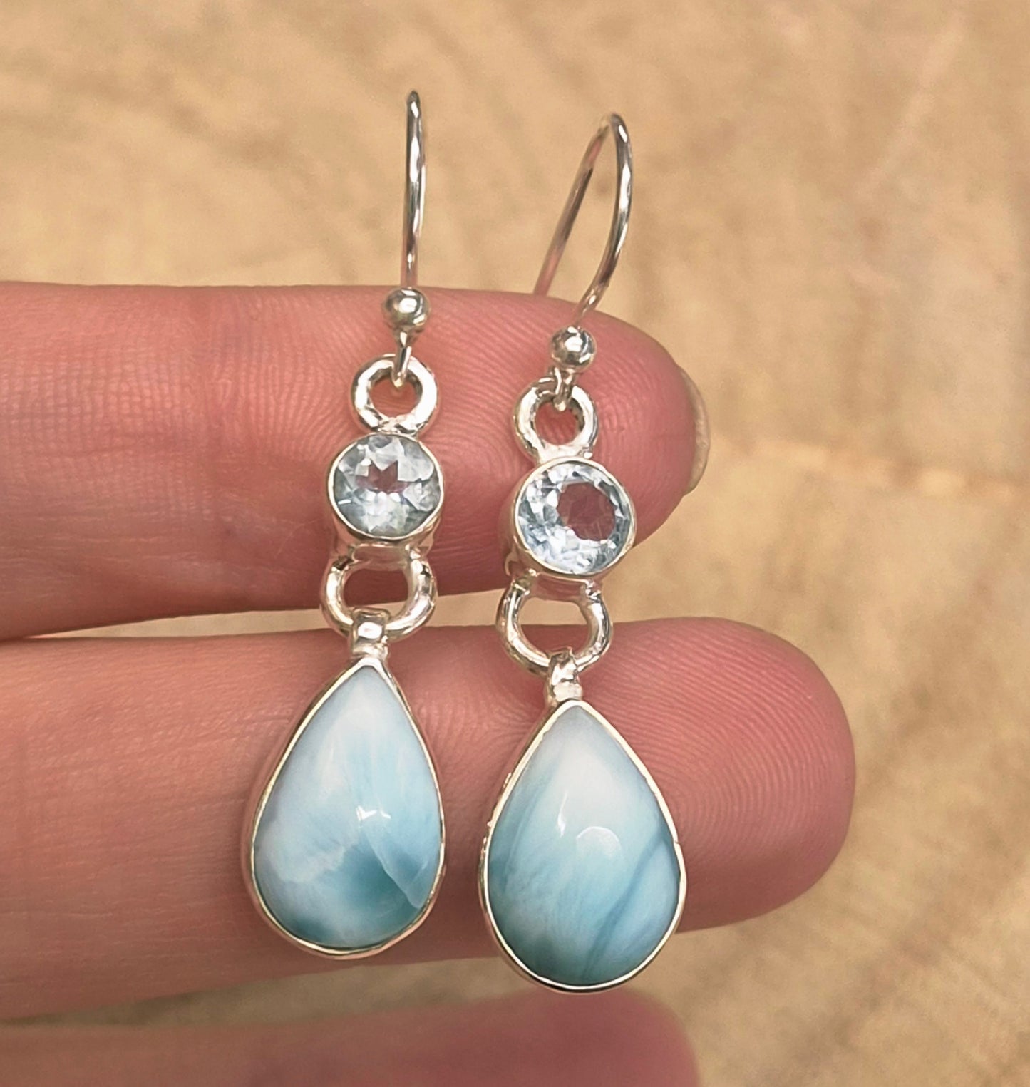 Pendientes Larimar y Topacio — Mar y luz