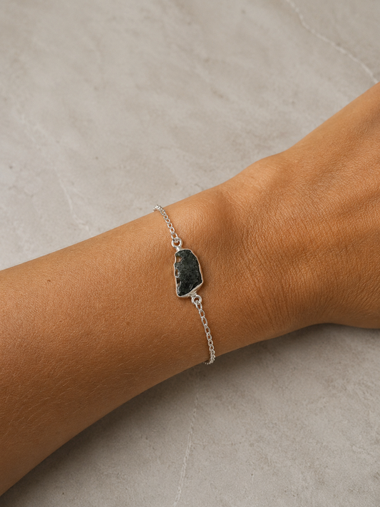 Pulsera Moldavita · Caída Libre · Plata de Ley 925