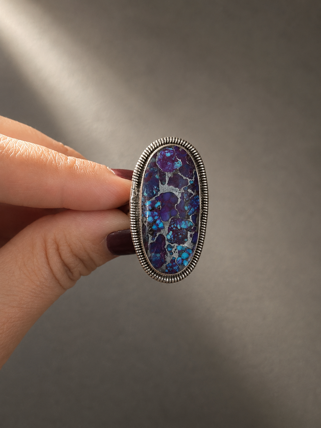 Anillo Turquesa con pirita lila