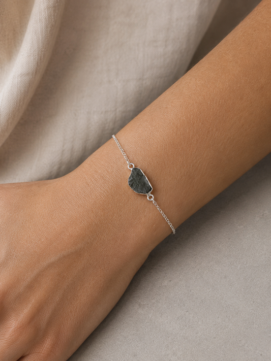 Pulsera Moldavita · Fragmento Vivo · Plata de Ley 925
