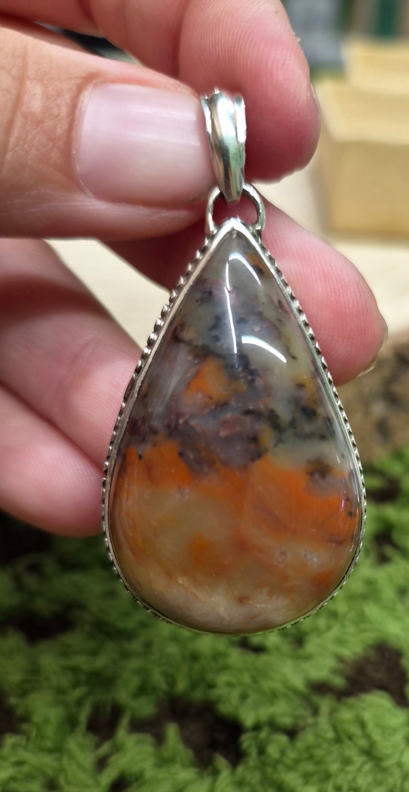 Colgante Ágata Pluma Fuego · Pasión y Fuerza Interior · Plata 925