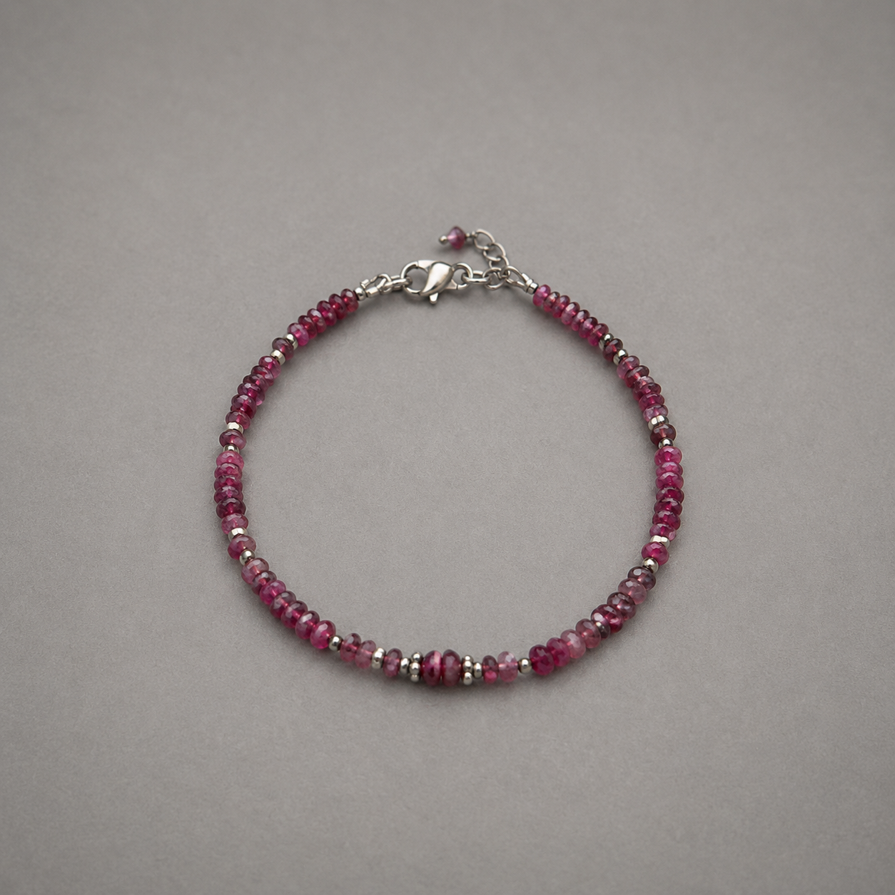 Pulsera de Turmalina Rosa en Plata de Ley 925