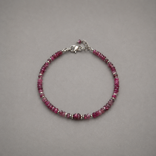 Pulsera de Turmalina Rosa en Plata de Ley 925