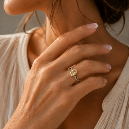 Anillo Citrino facetado plata de 925