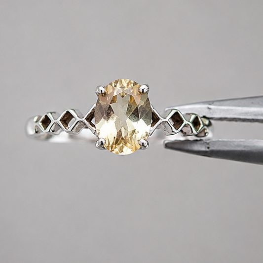 Anillo Citrino facetado plata de 925
