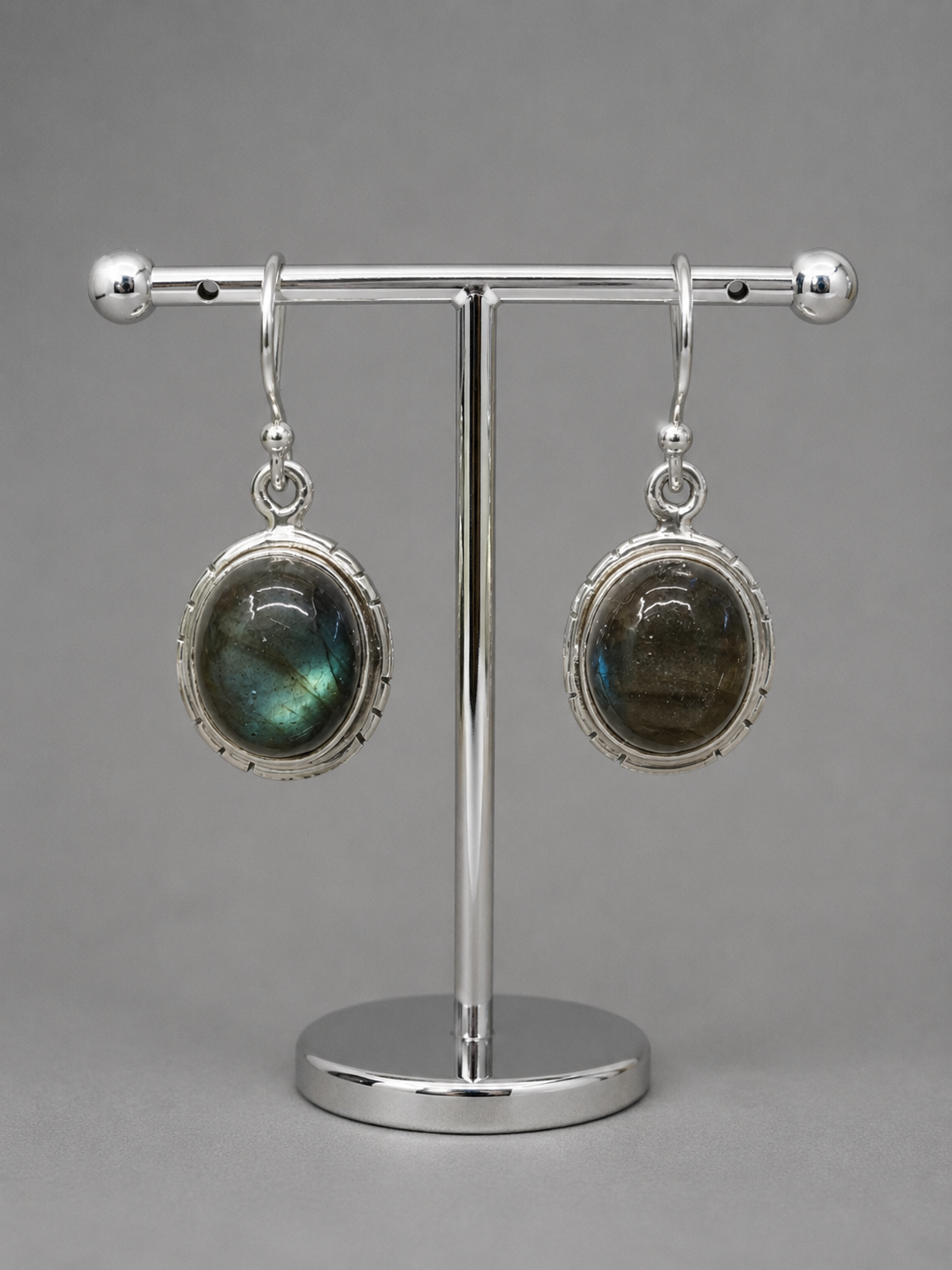 Pendientes de Labradorita Natural en Plata de Ley 925