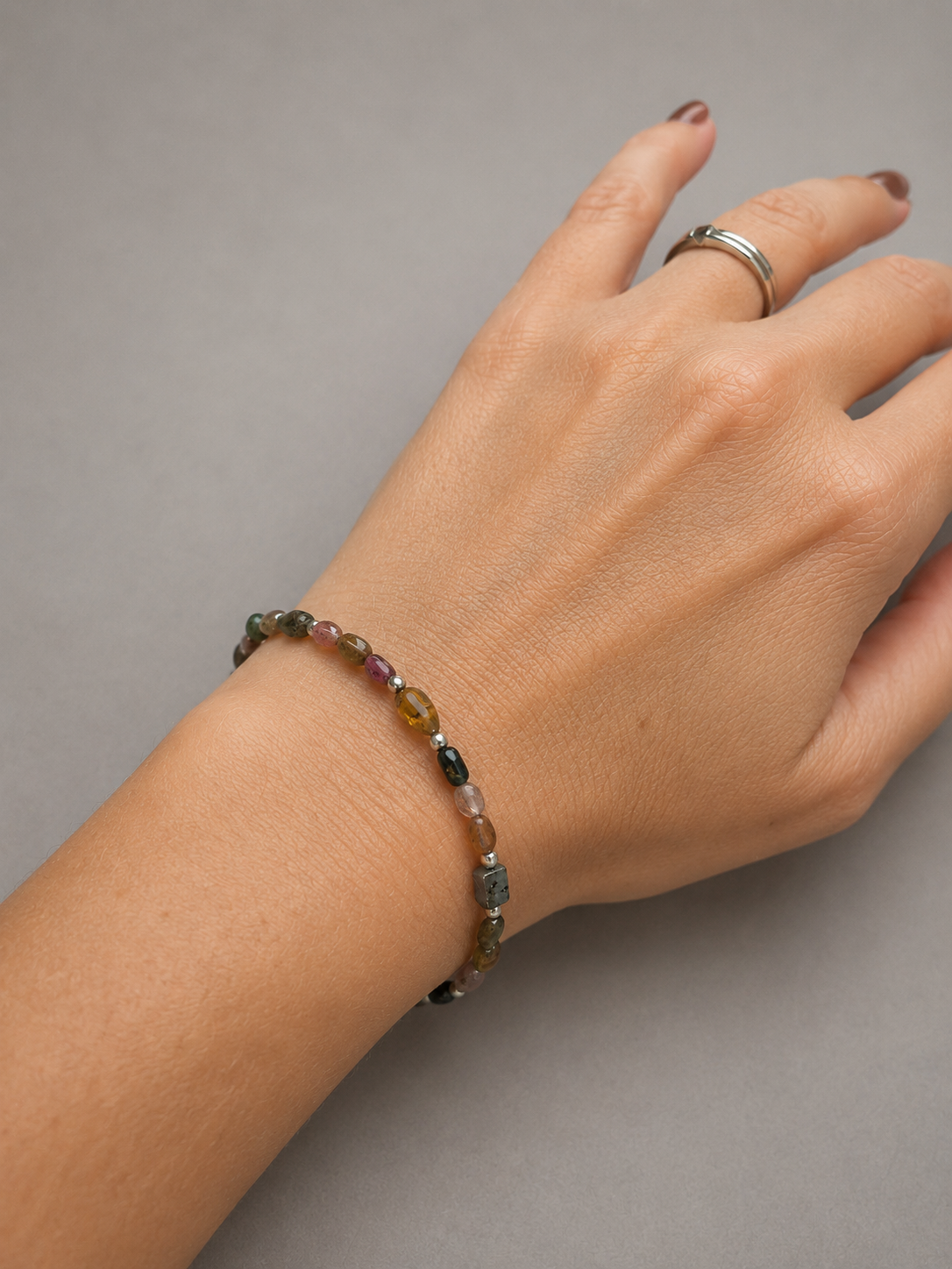Pulsera Turmalina sandia plata 925