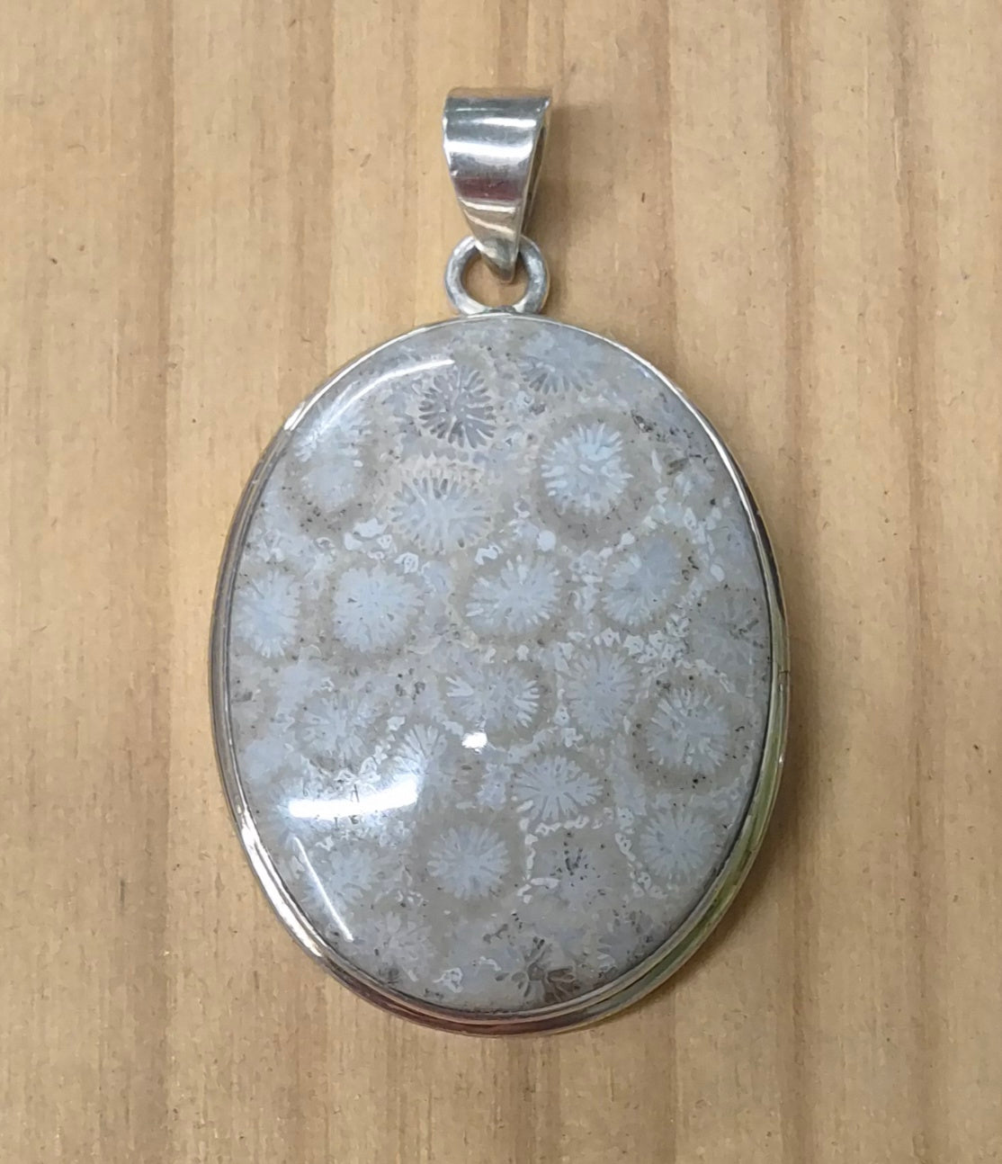 Colgante Coral Fosilizado India · Suelta y Fluye · Plata 925