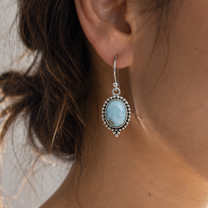 Pendientes de Larimar en Plata 925