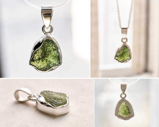 Colgante de Moldavita Natural en Plata 925