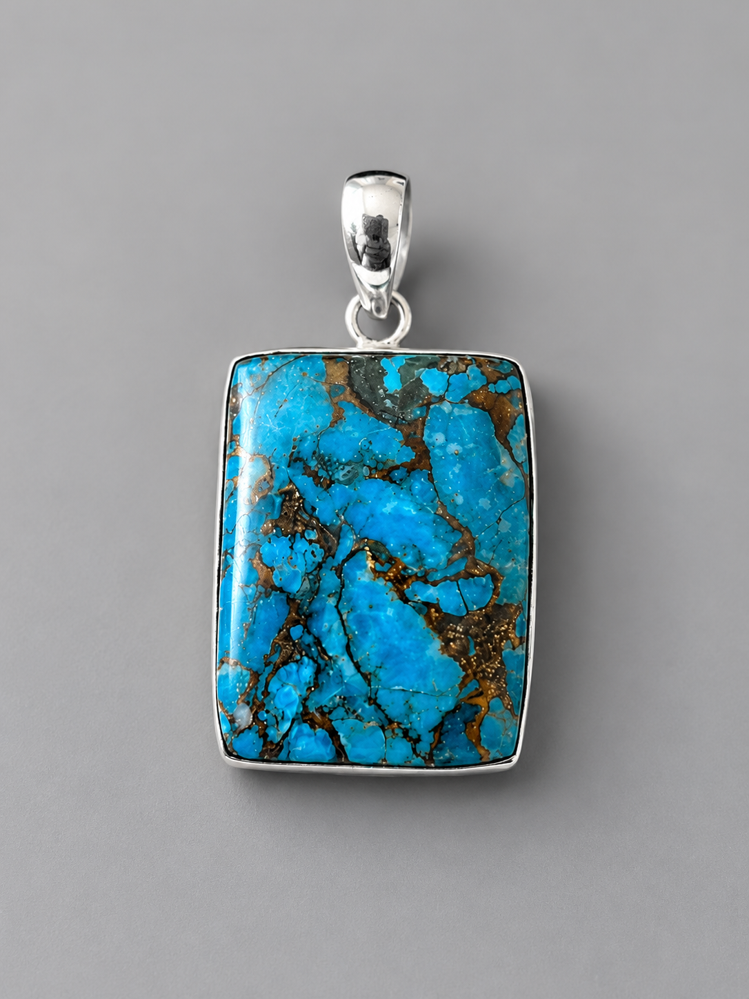 Colgante de Turquesa con Pirita Azul en Plata de Ley 925