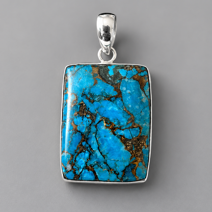 Colgante de Turquesa con Pirita Azul en Plata de Ley 925