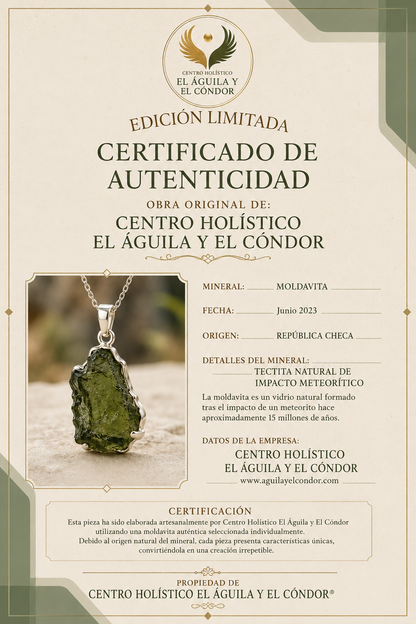 Moldavita y Herkimer · Colgante El Encuentro · Plata 925