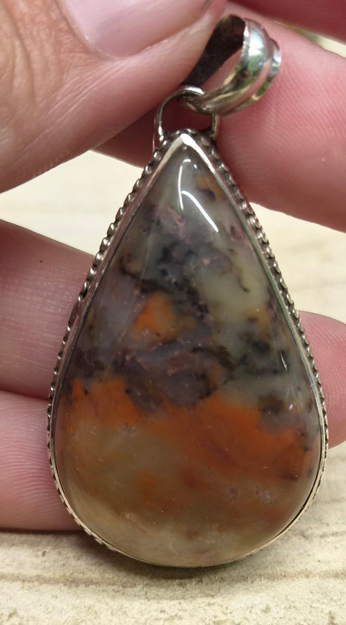 Colgante Ágata Pluma Fuego · Pasión y Fuerza Interior · Plata 925