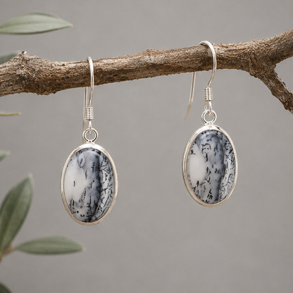 Pendientes de Merlinita Natural en Plata de Ley 925