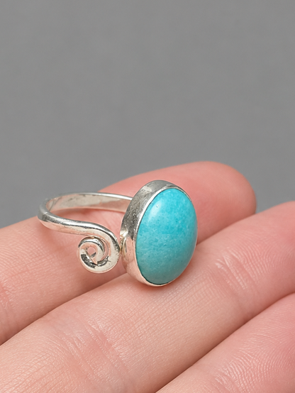 Anillo de Amazonita Natural en Plata de Ley 925