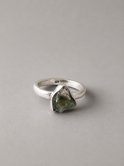 Moldavita · Anillo · Plata 925 · Talla 6