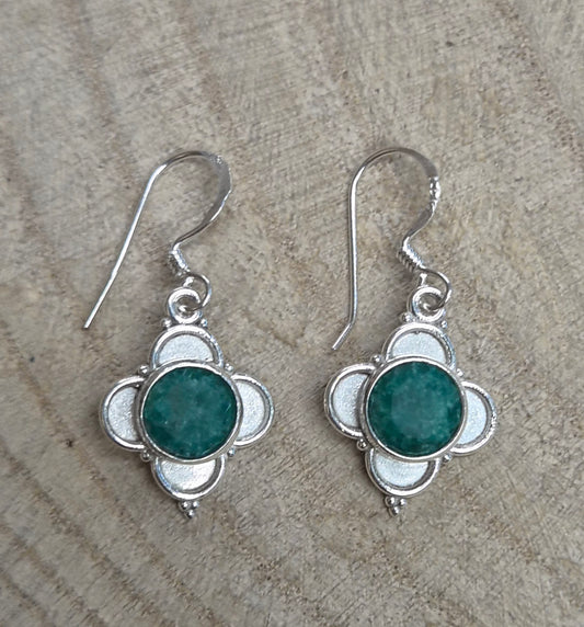 Pendiente de Esmeralda en Plata 925