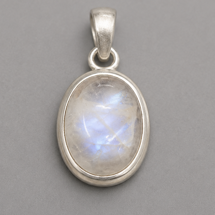 Colgante de piedra luna en plata de ley 925 · intuición y calma