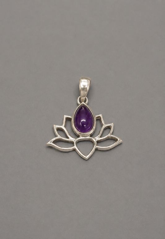 Colgante Flor de Loto con Amatista en Plata de Ley 925