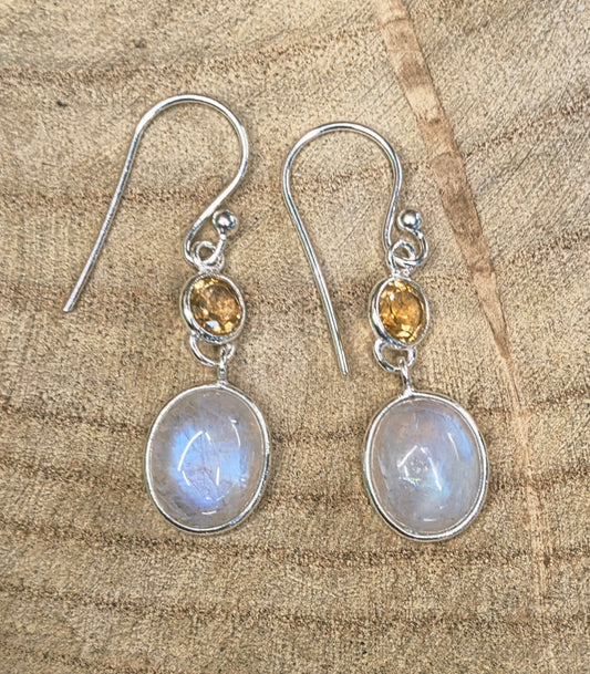 Pendientes Piedra Luna y Citrino — Intuición y luz