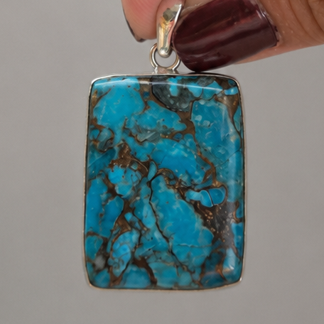Colgante de Turquesa con Pirita Azul en Plata de Ley 925