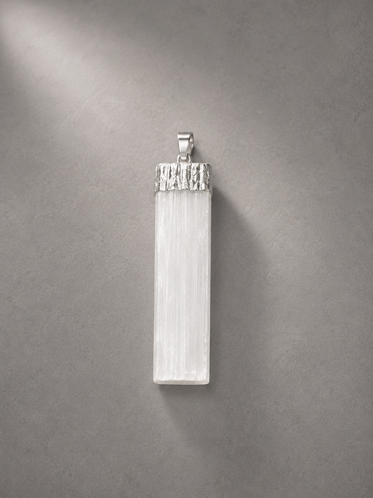 Colgante Barra de Selenita en Plata de Ley 925