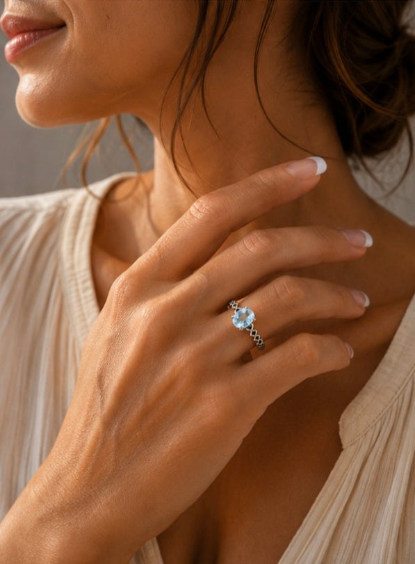 Anillo Topacio facetado plata de 925