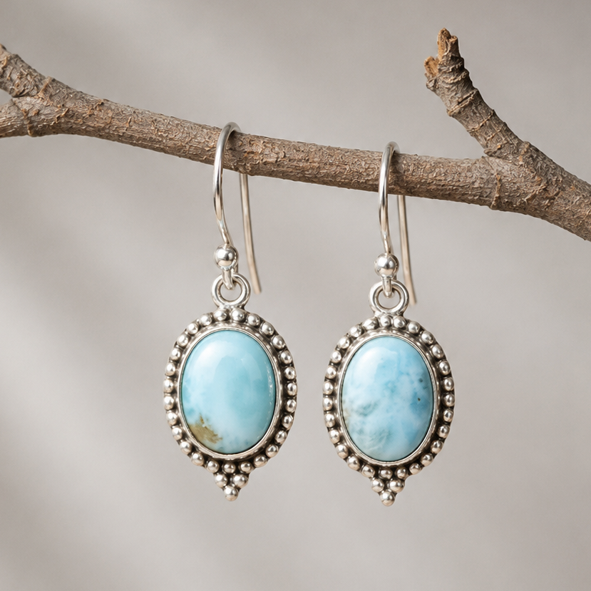 Pendientes de Larimar en Plata 925