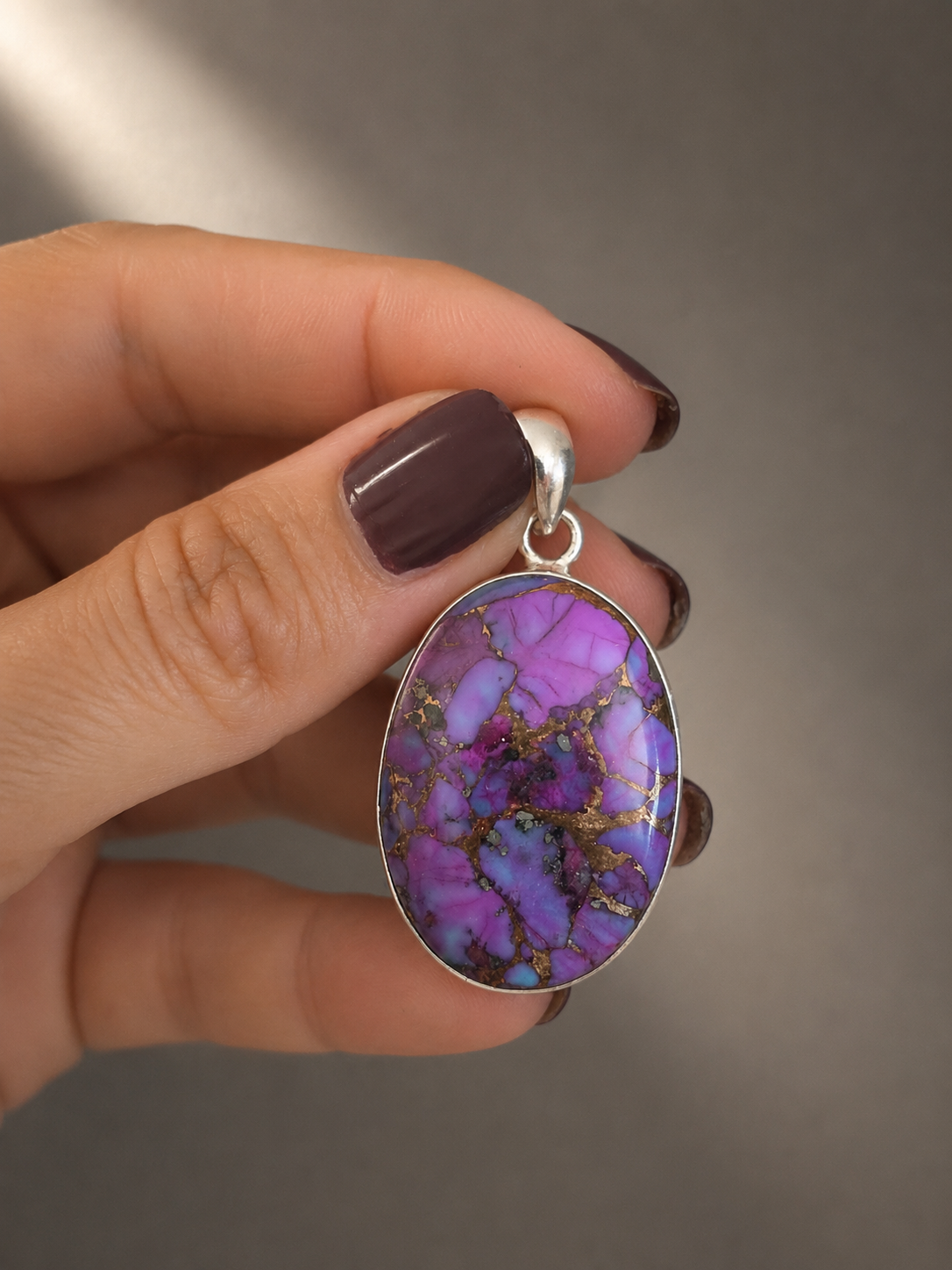 Colgante turquesa con pirita lila oval... tu verdad que transforma