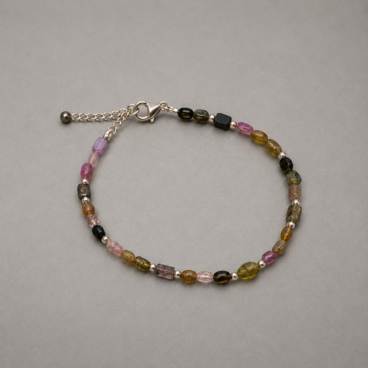 Pulsera Turmalina sandia plata 925
