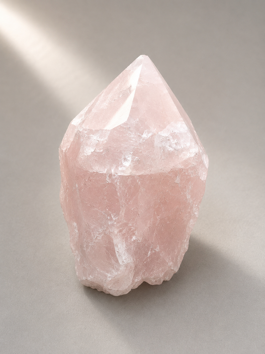 Lámpara de Punta de Cuarzo Rosa Natural