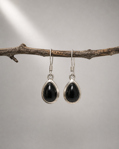 Pendientes de Turmalina Negra · Gota · Plata 925