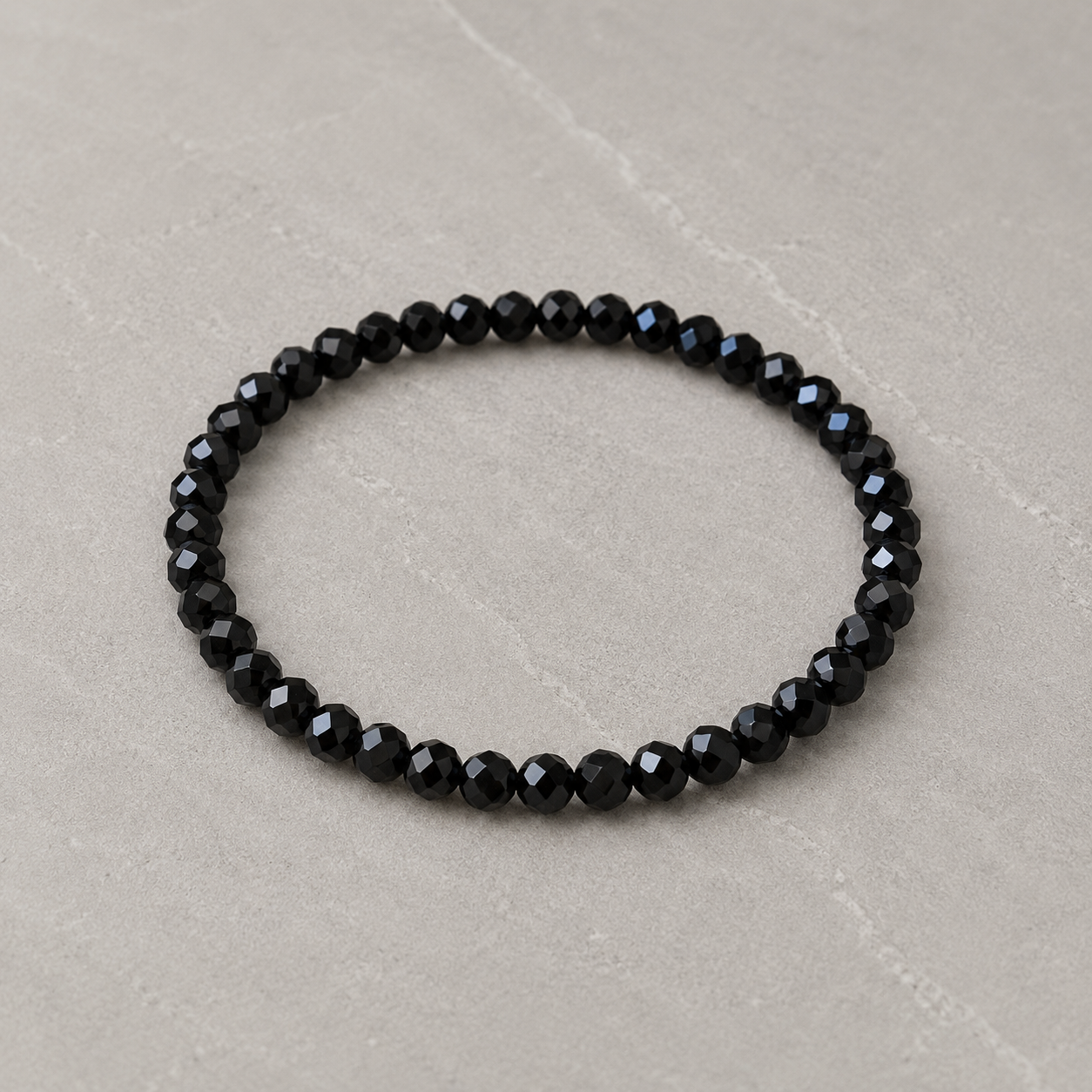Turmalina Negra · Pulsera 4mm · Hilo doble Elástico