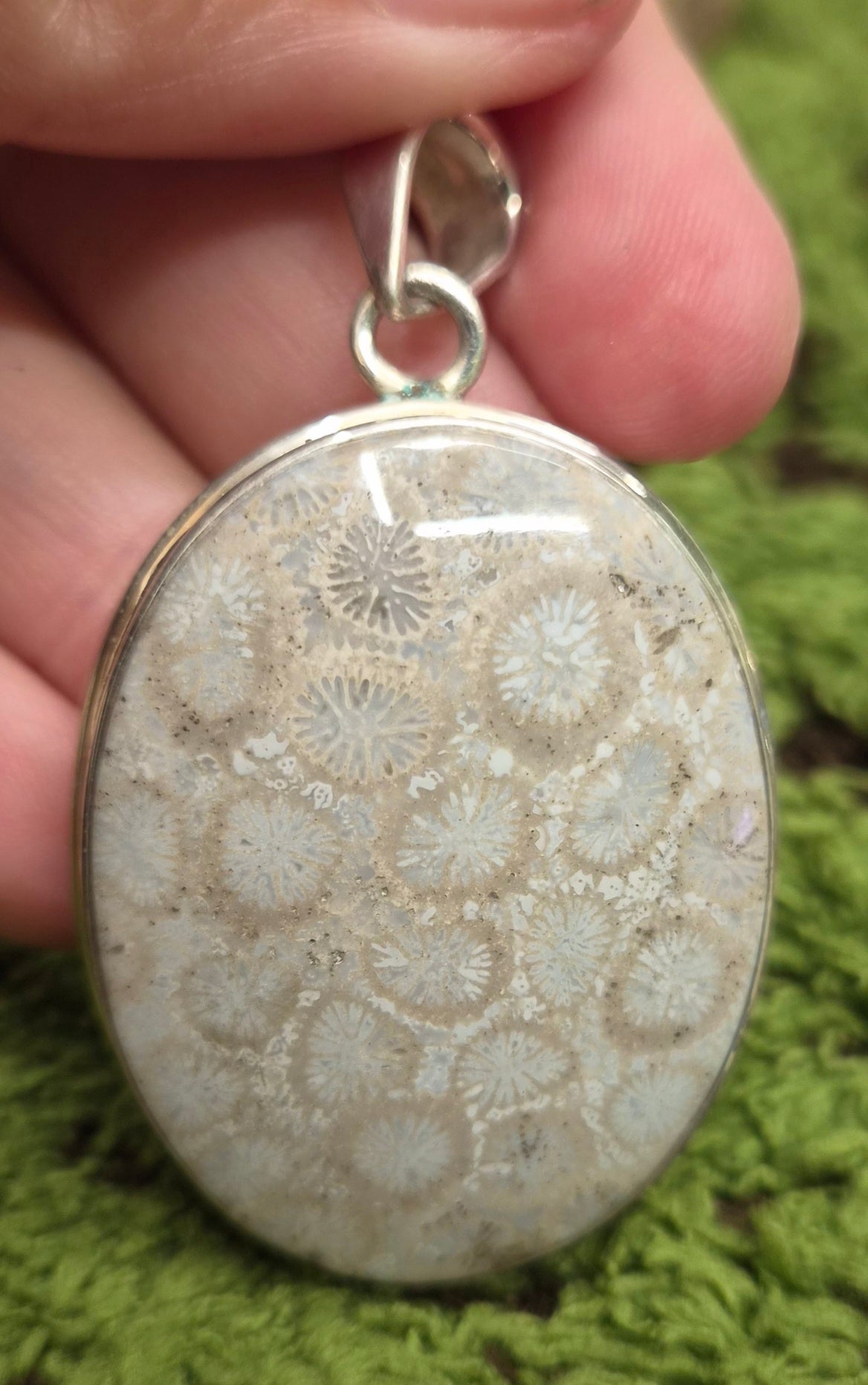 Colgante Coral Fosilizado India · Suelta y Fluye · Plata 925