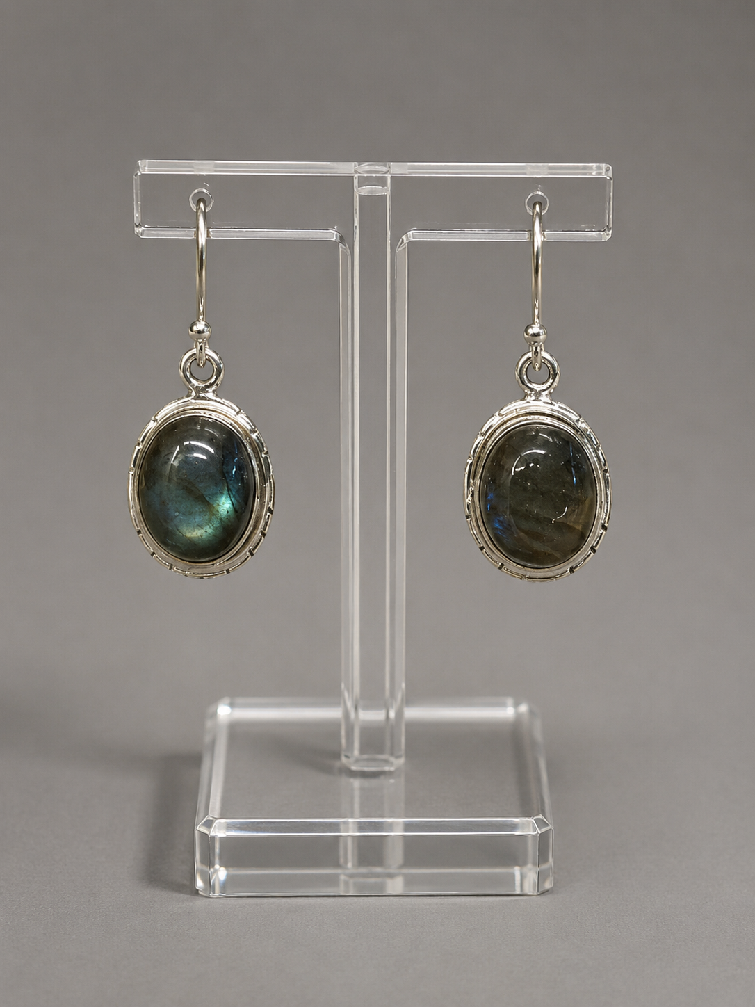 Pendientes de Labradorita Natural en Plata de Ley 925